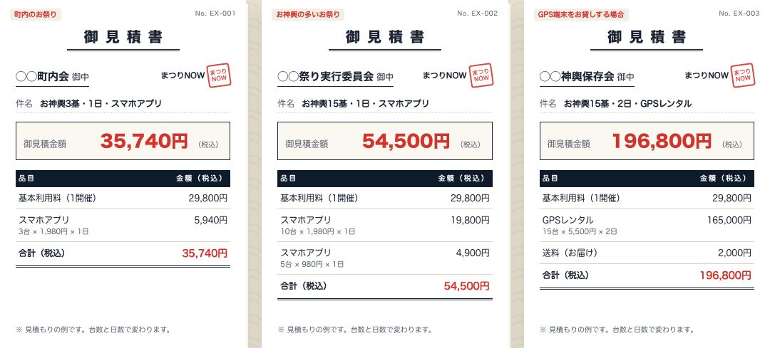 お見積書の例